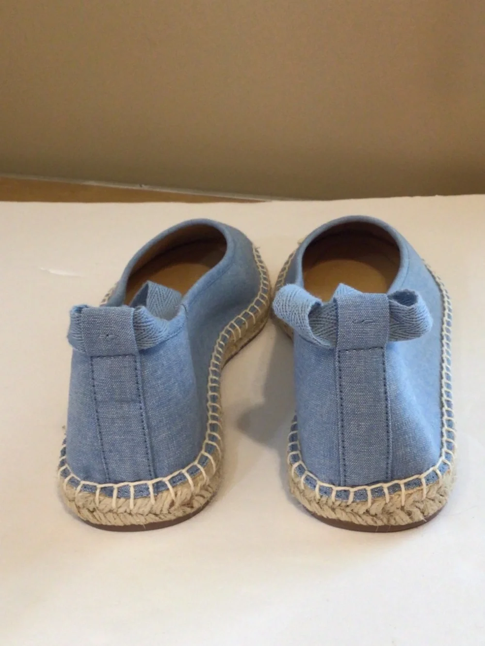 Talbots Izzy Denim Espadrilles Size 8 M Blue Lace Ups Coastal Summer European